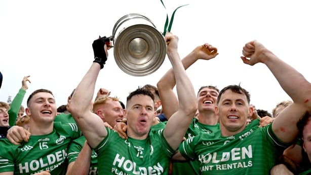 26 October 2025; Shamrocks Ballyhale captain TJ Reid with his team-mates after the Kilkenny County Senior Club Hurling Championship final match between Shamrocks Ballyhale and O'Loughlin Gaels at UMPC Nowlan Park in Kilkenny. Photo by Ray McManus/Sportsfile